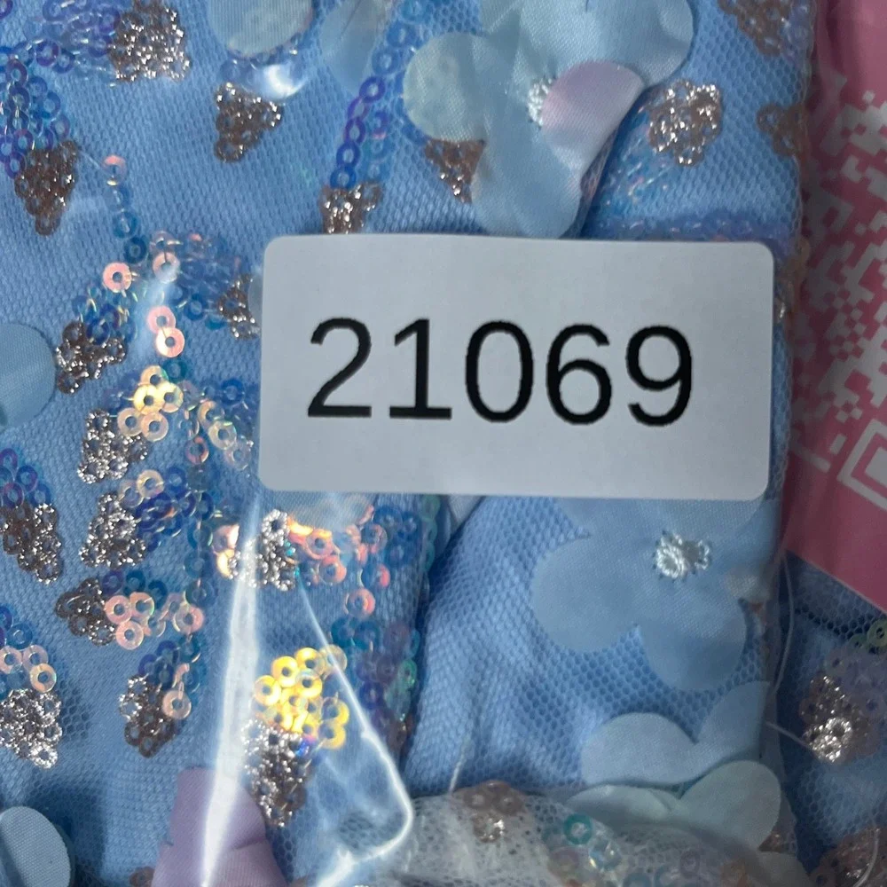 Rare Editions Dress Girls 16 Light Blue Floral Applique Sequin Party Formal NWT